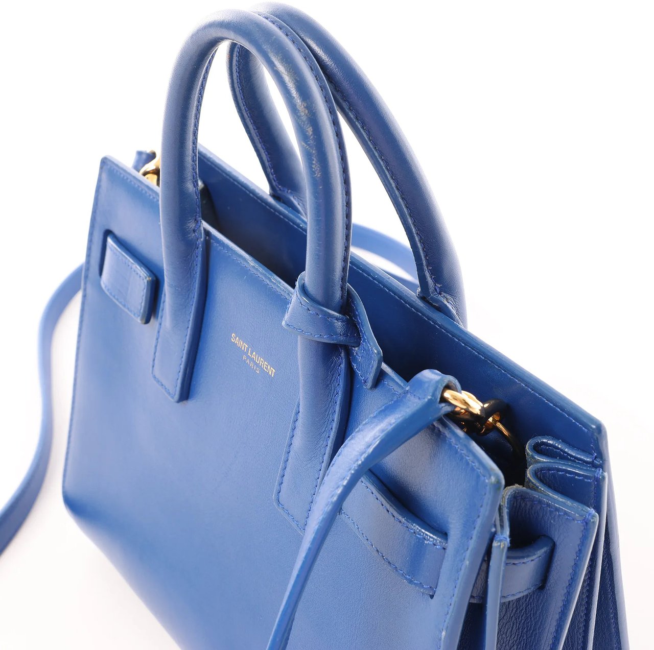 Saint Laurent Saint Laurent Paris Sac de Jour Nano Leather 2Way Handbag Blue 340778 Blauw
