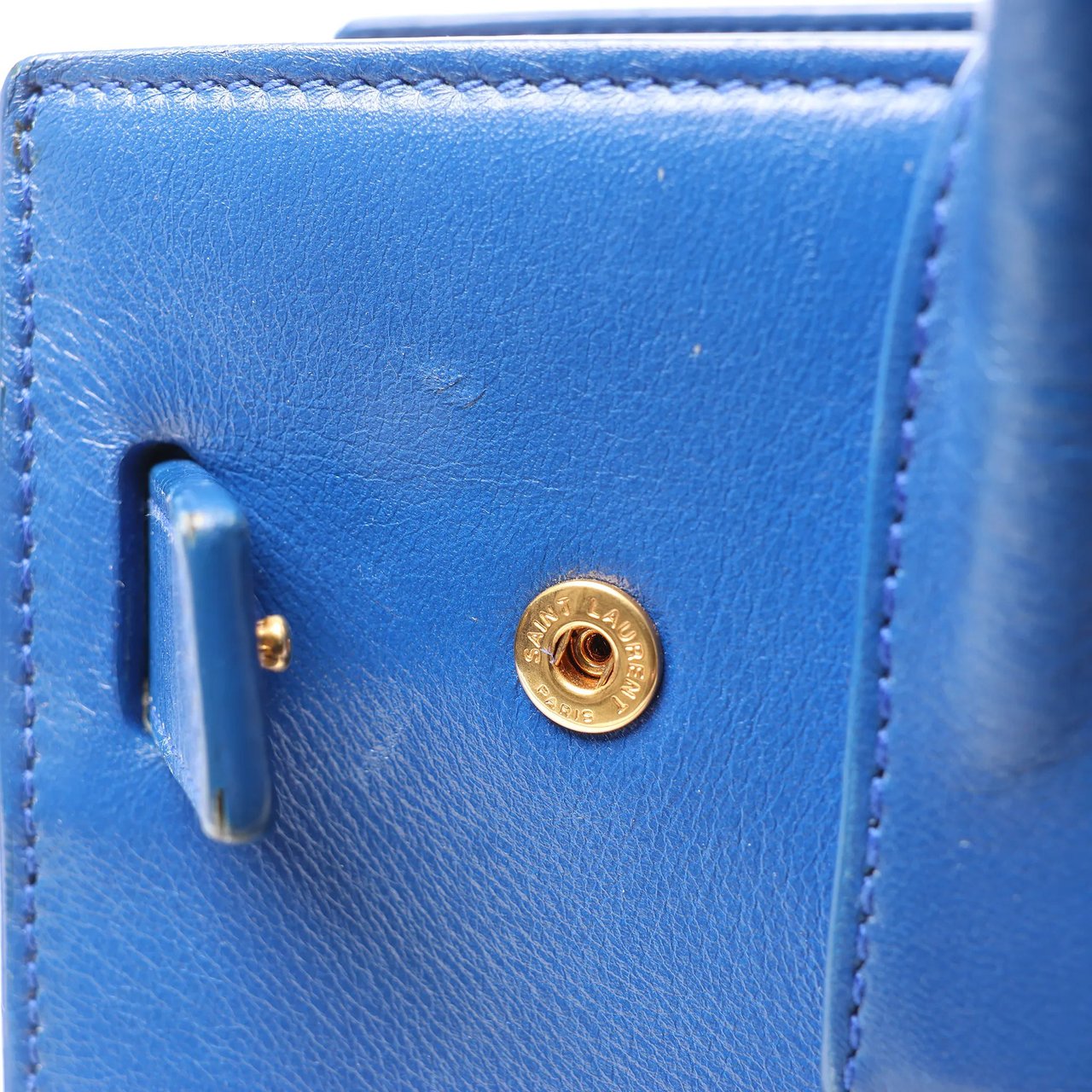 Saint Laurent Saint Laurent Paris Sac de Jour Nano Leather 2Way Handbag Blue 340778 Blauw