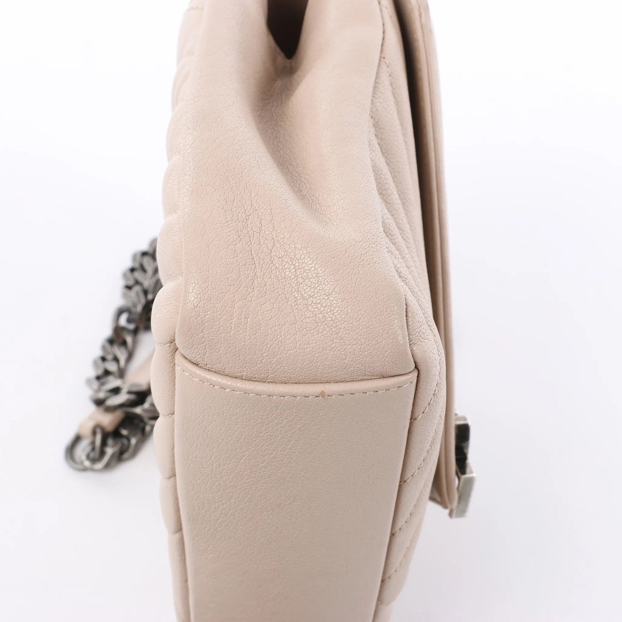 Saint Laurent Paris College Monogramme Leather Chain Crossbody Bag in Beige 428056 Beige