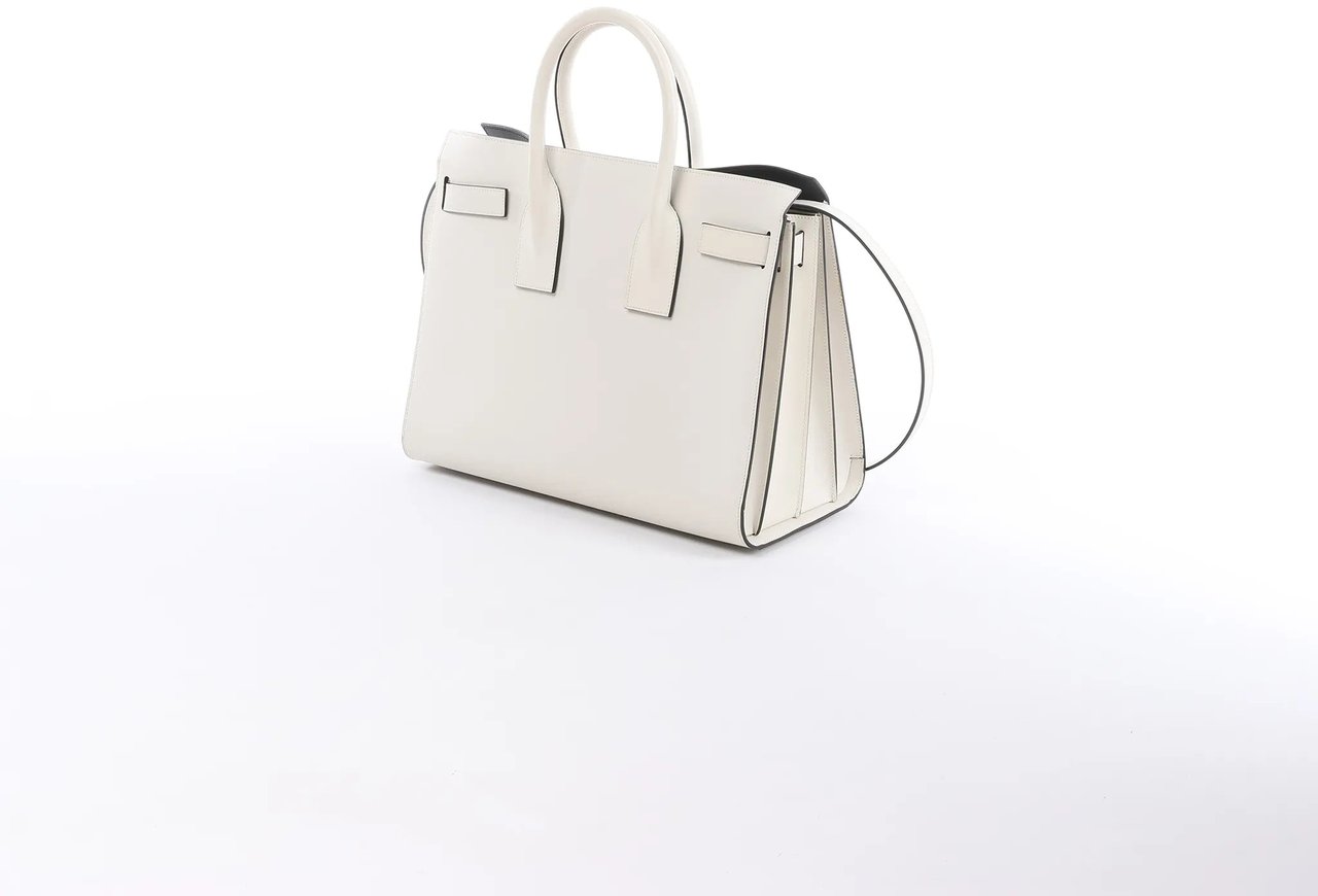 Saint Laurent Paris Sac de Jour Leather 2way Handbag in White 378299 Wit