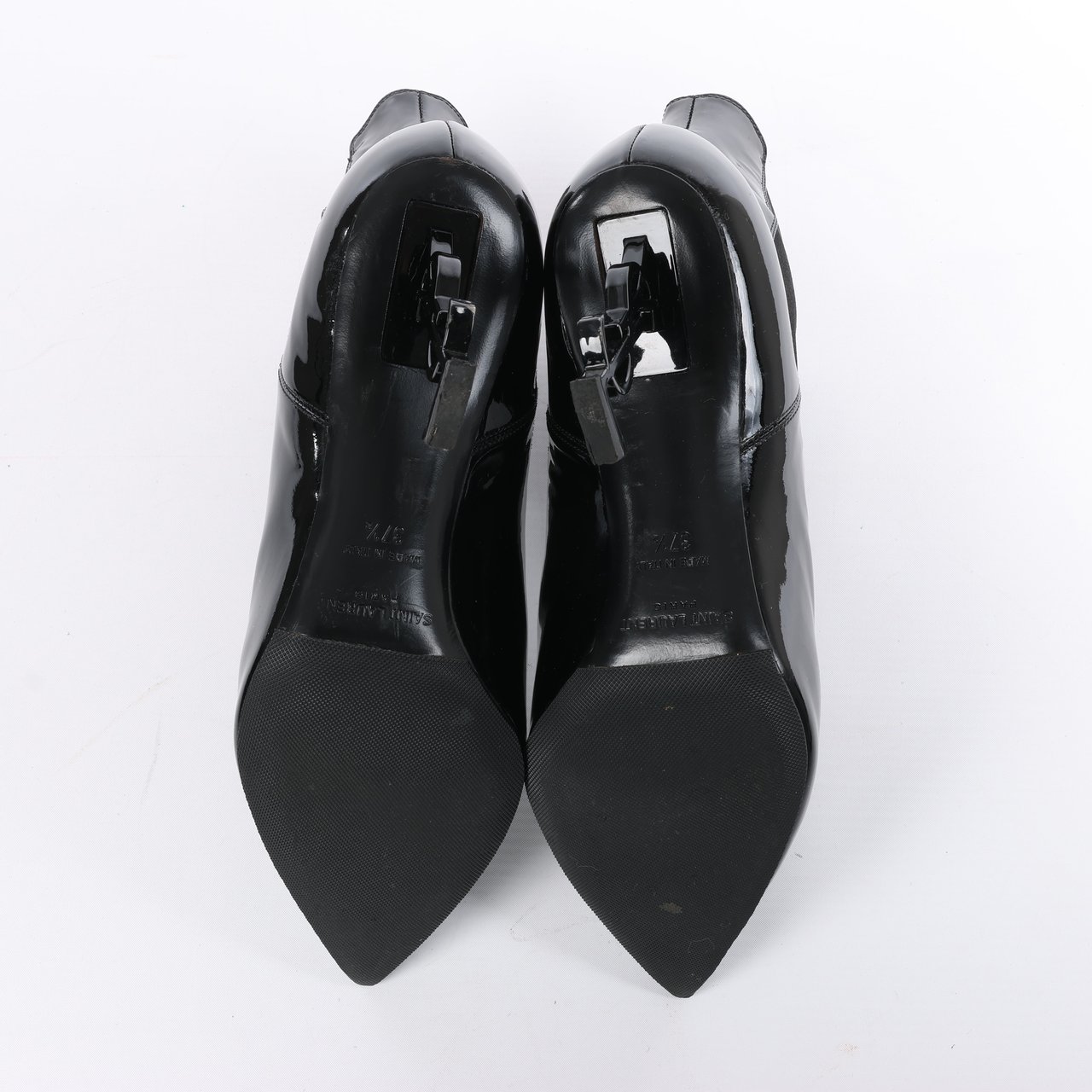 Saint Laurent Saint Laurent Paris Opium Patent leather Ankle Boots in Black AU484171 , Size 37.5 EU Zwart