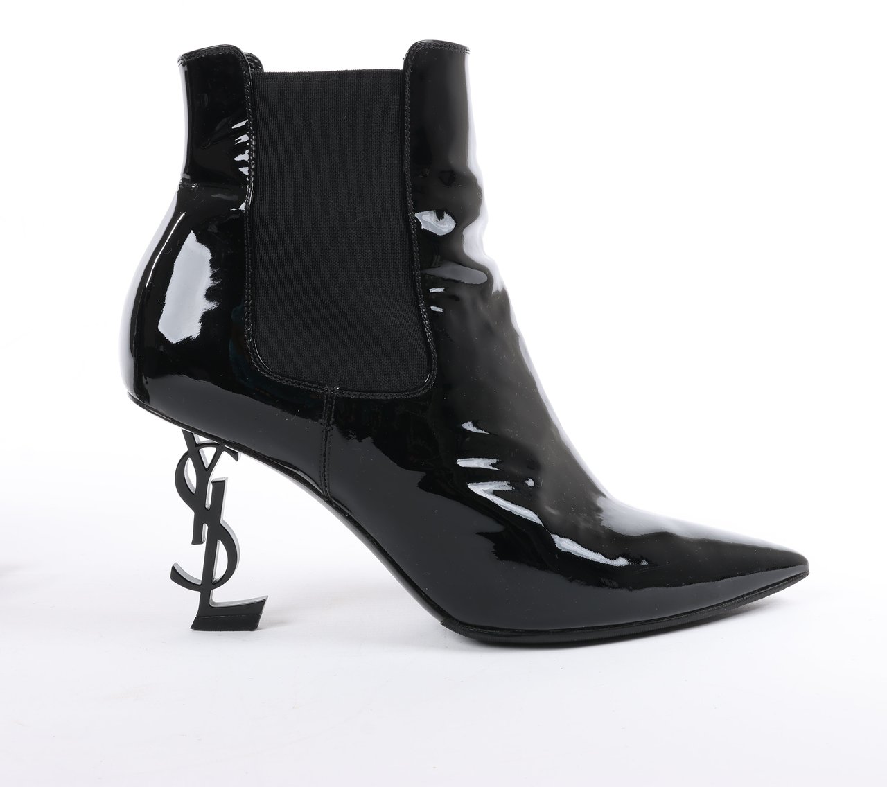 Saint Laurent Saint Laurent Paris Opium Patent leather Ankle Boots in Black AU484171 , Size 37.5 EU Zwart