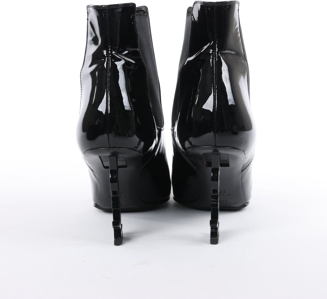 Saint Laurent Saint Laurent Paris Opium Patent leather Ankle Boots in Black AU484171 , Size 37.5 EU Zwart