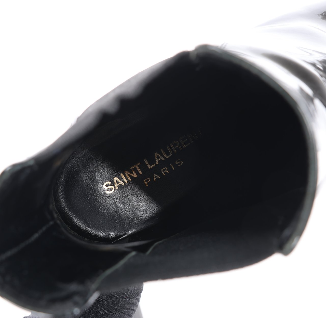 Saint Laurent Saint Laurent Paris Opium Patent leather Ankle Boots in Black AU484171 , Size 37.5 EU Zwart