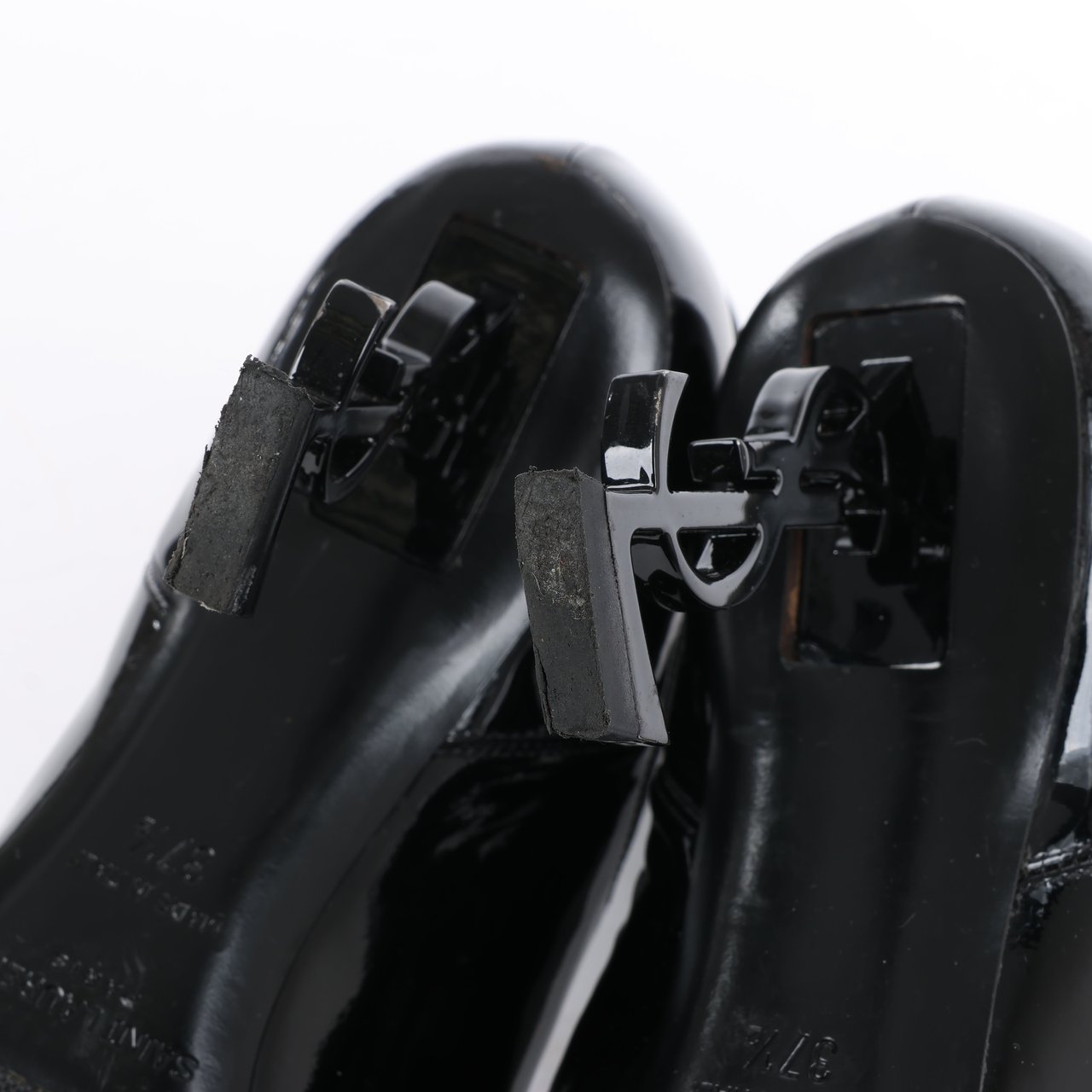 Saint Laurent Saint Laurent Paris Opium Patent leather Ankle Boots in Black AU484171 , Size 37.5 EU Zwart