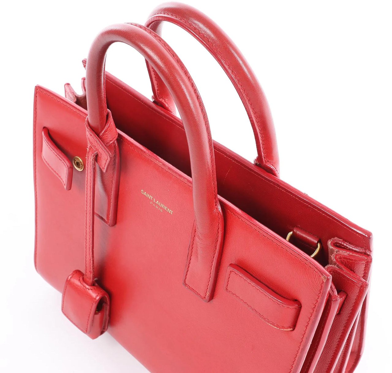 Saint Laurent Paris Sac de Jour Nano Leather Handbag in Red Rood
