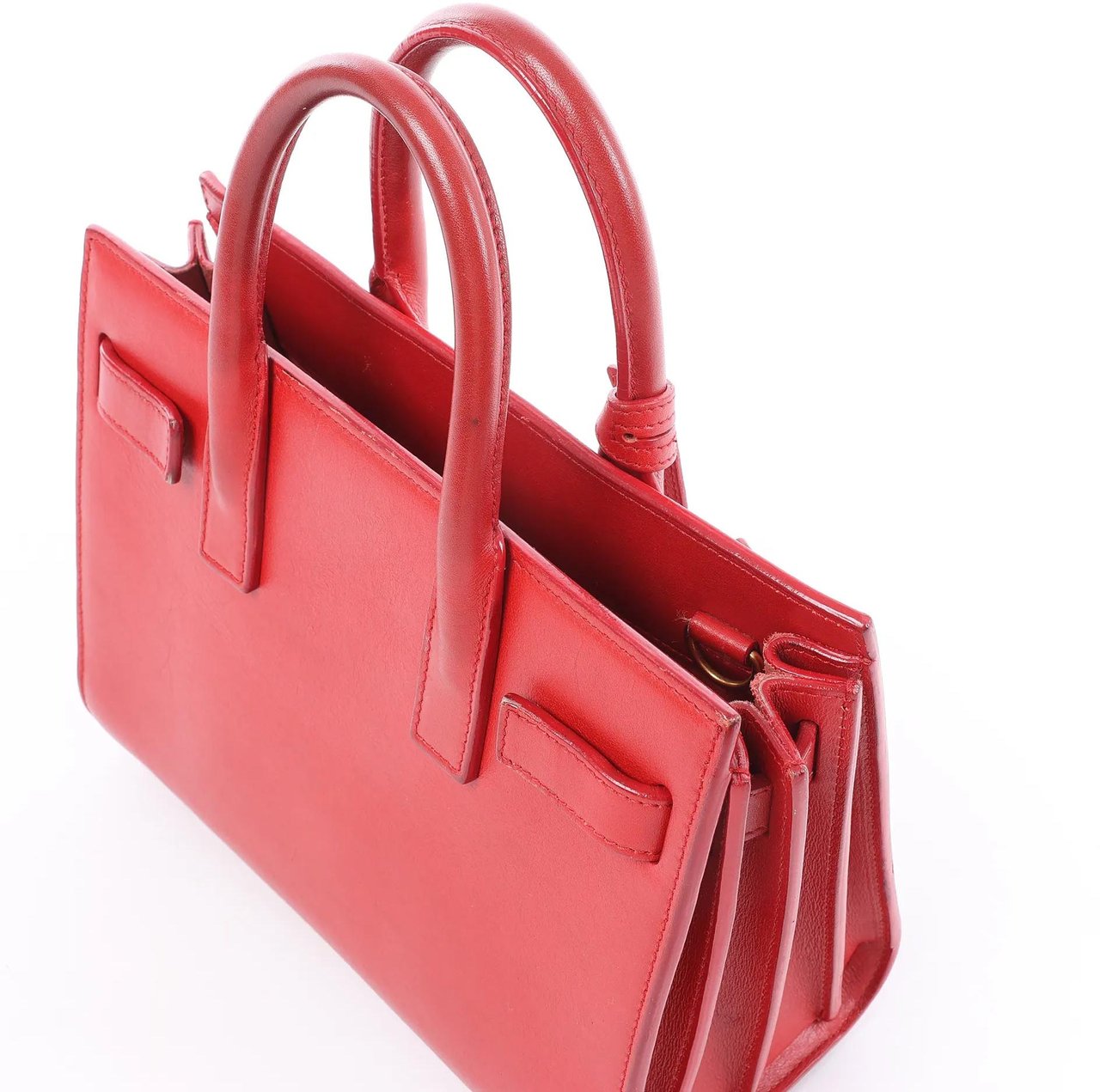 Saint Laurent Paris Sac de Jour Nano Leather Handbag in Red Rood