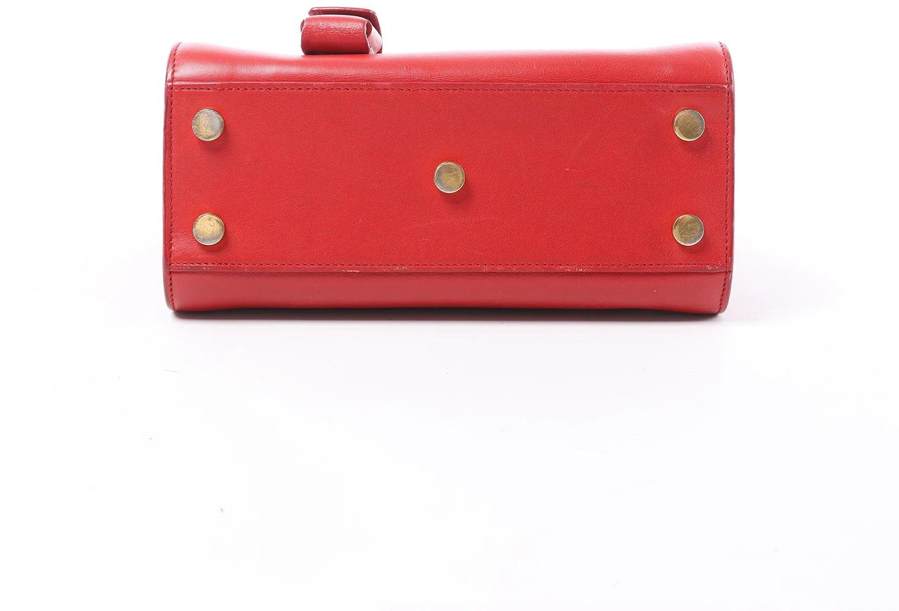 Saint Laurent Paris Sac de Jour Nano Leather Handbag in Red Rood