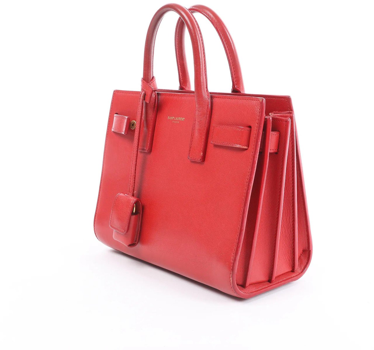 Saint Laurent Paris Sac de Jour Nano Leather Handbag in Red Rood