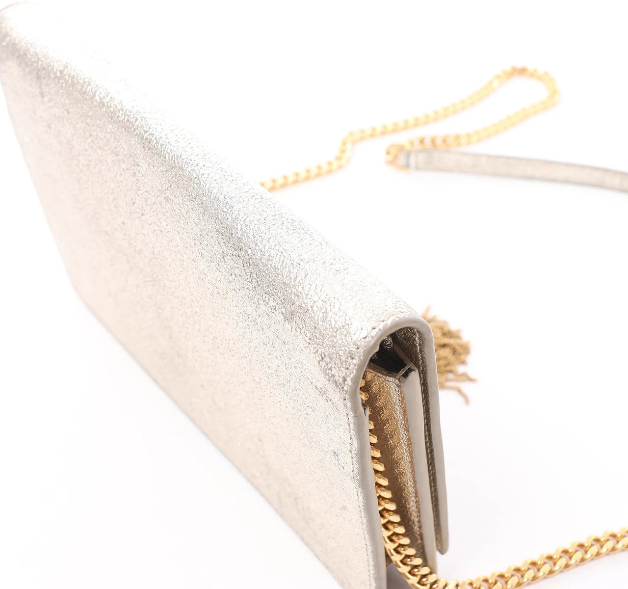 Saint Laurent Paris Kate Small Tassel Crossbody Bag in Silver Glitter Zilver