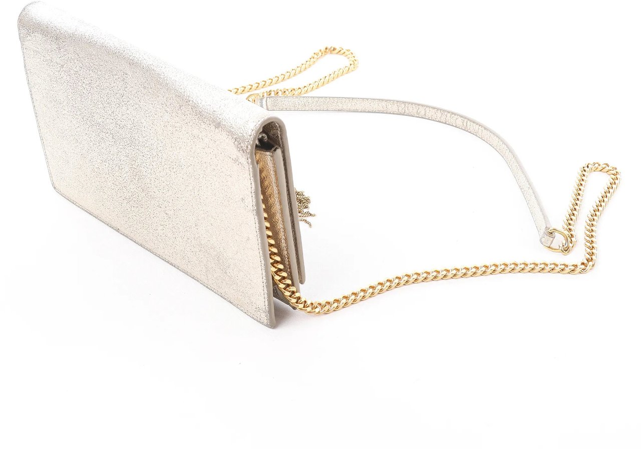 Saint Laurent Paris Kate Small Tassel Crossbody Bag in Silver Glitter Zilver