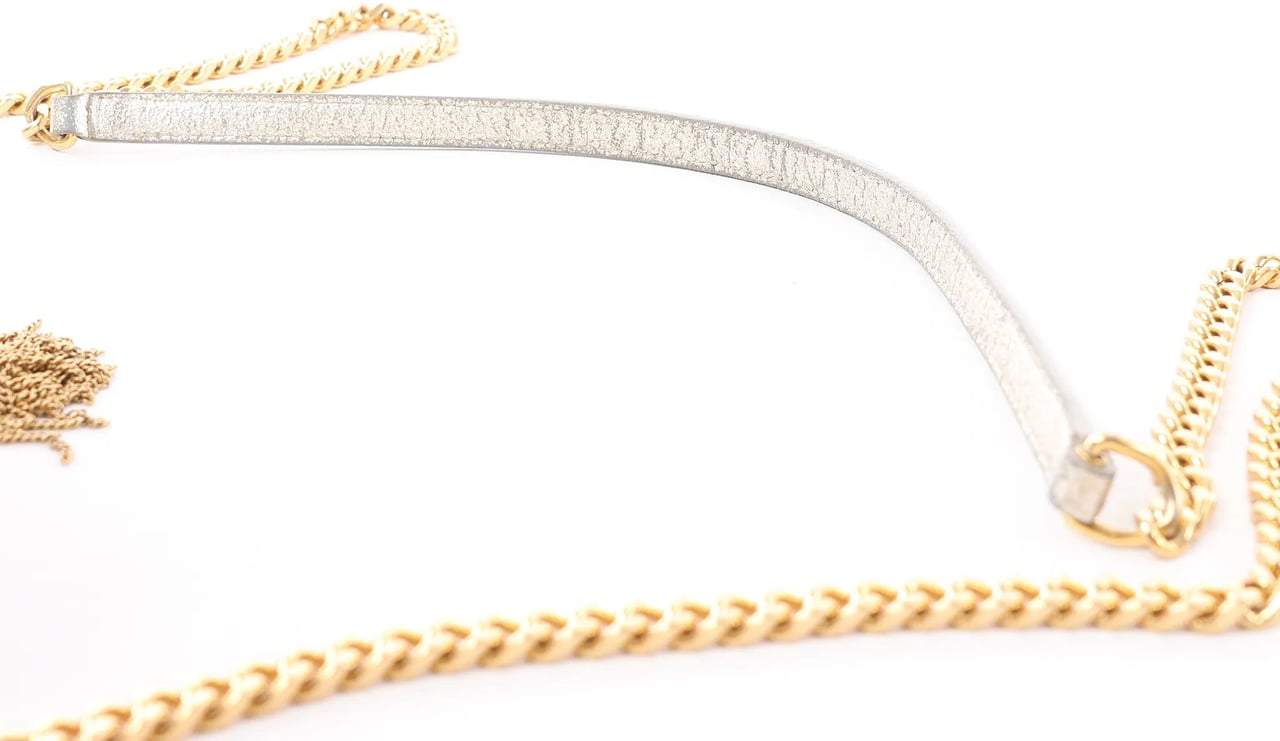 Saint Laurent Paris Kate Small Tassel Crossbody Bag in Silver Glitter Zilver