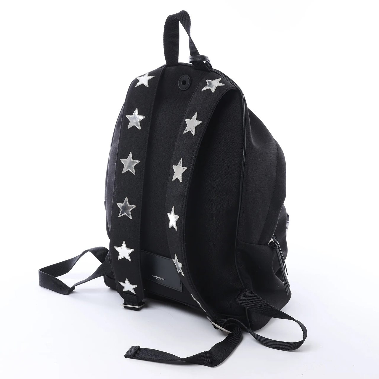Saint Laurent Paris City Canvas & Leather Backpack in Black × Silver 534968 Zilver