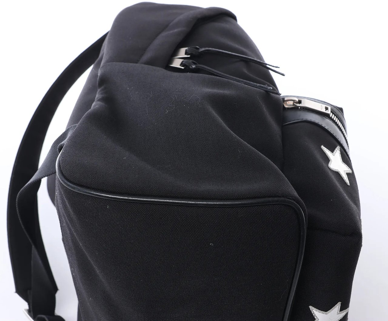 Saint Laurent Paris City Canvas & Leather Backpack in Black × Silver 534968 Zilver