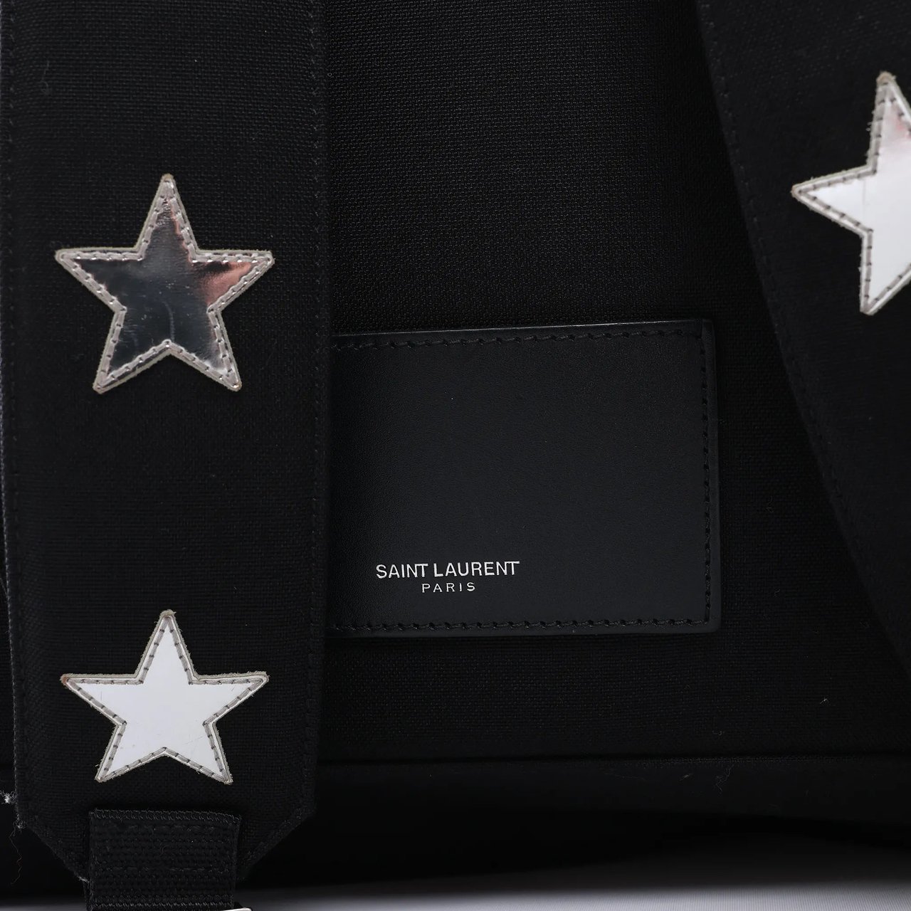 Saint Laurent Paris City Canvas & Leather Backpack in Black × Silver 534968 Zilver