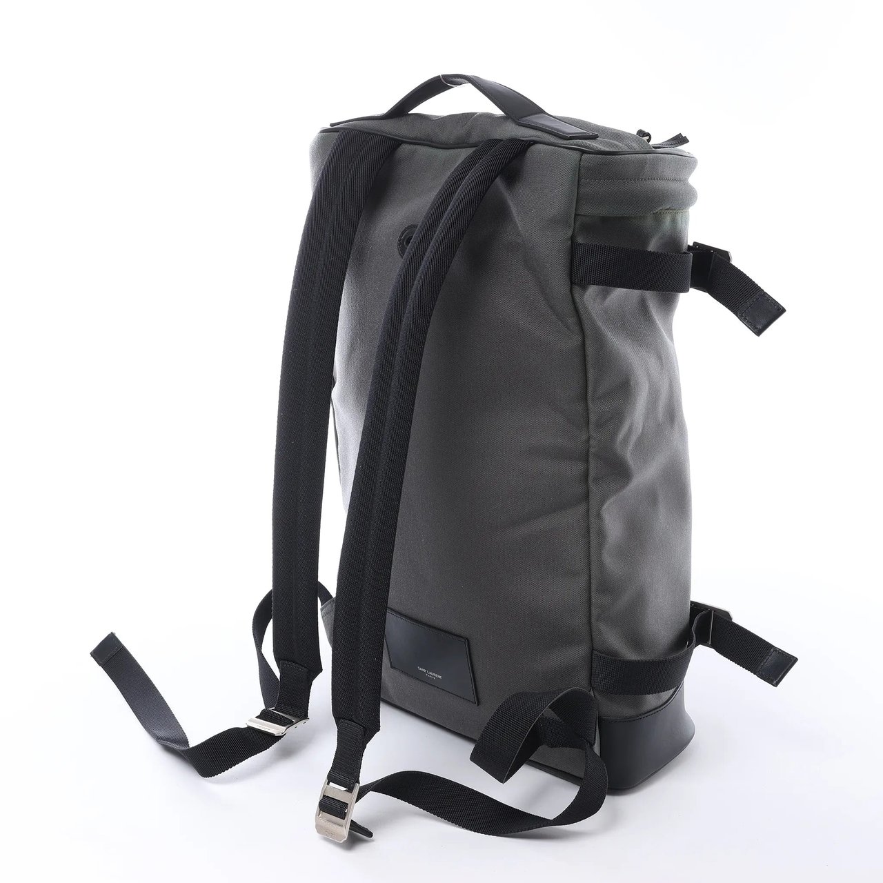 Saint Laurent Paris Livington Canvas & Leather Backpack in Gray 481005 Grijs