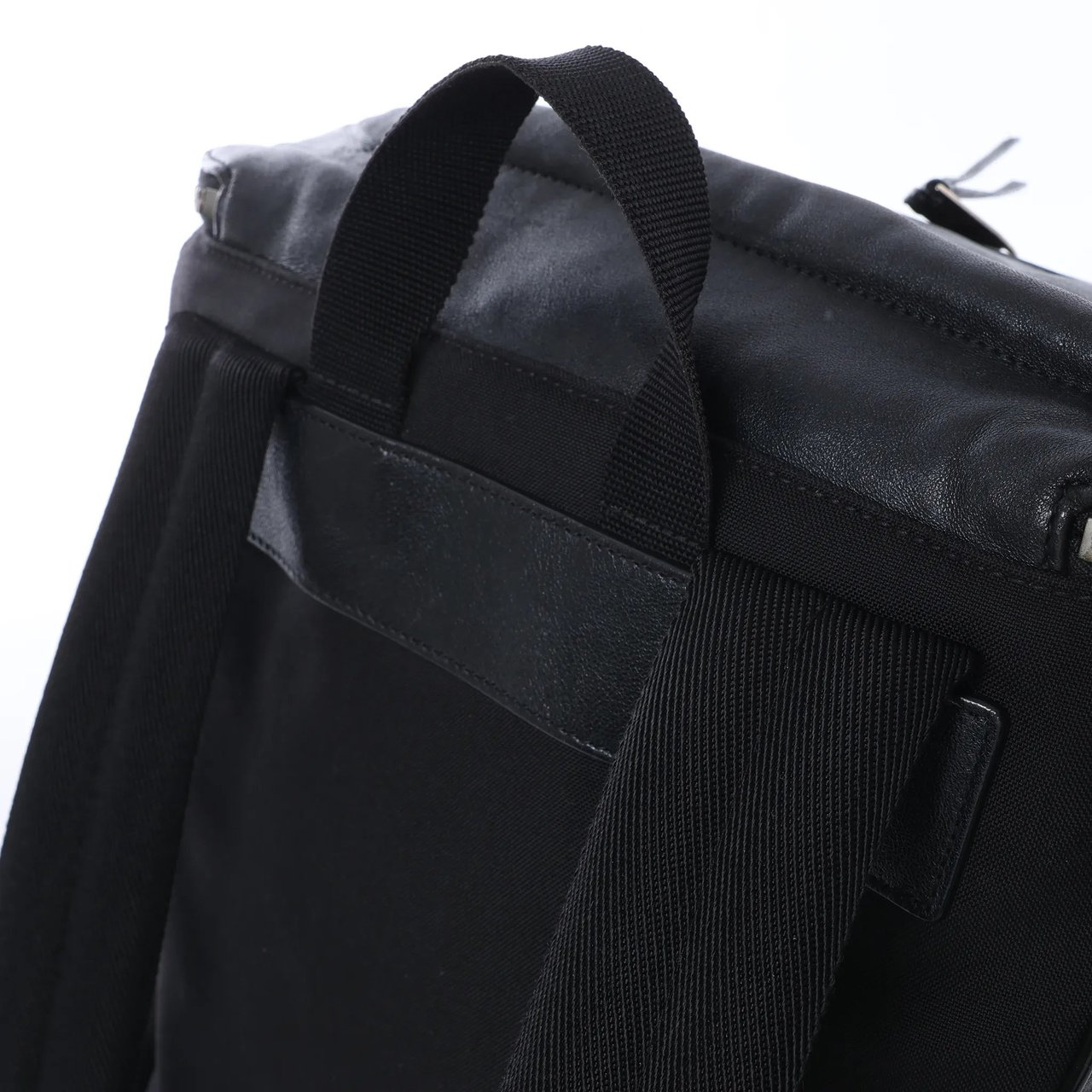 Saint Laurent Paris Sid Leather & Canvas Backpack in Black Zwart
