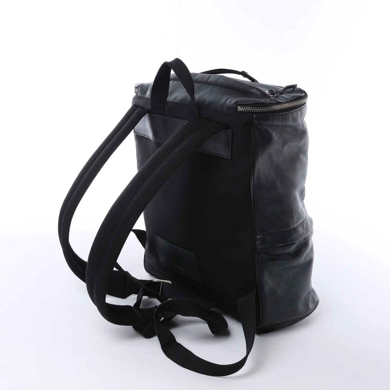 Saint Laurent Paris Sid Leather & Canvas Backpack in Black Zwart