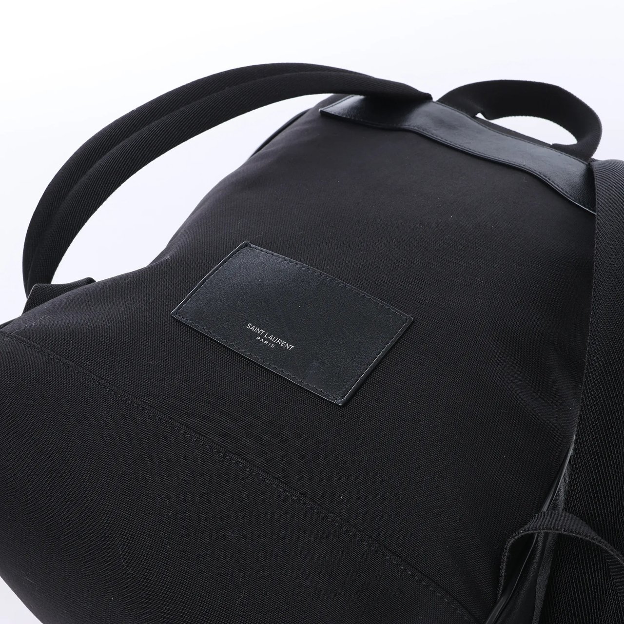Saint Laurent Paris Sid Leather & Canvas Backpack in Black Zwart