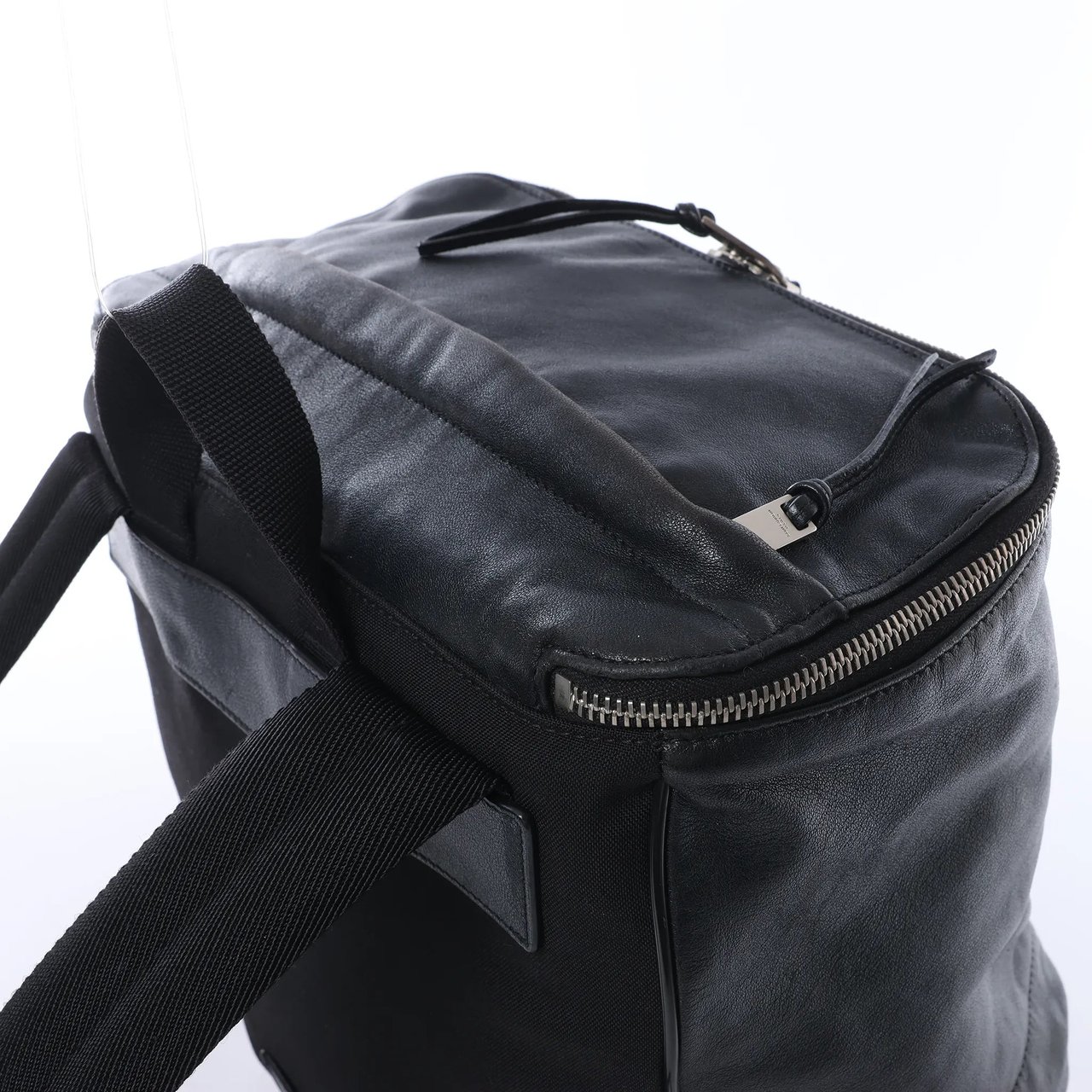 Saint Laurent Paris Sid Leather & Canvas Backpack in Black Zwart