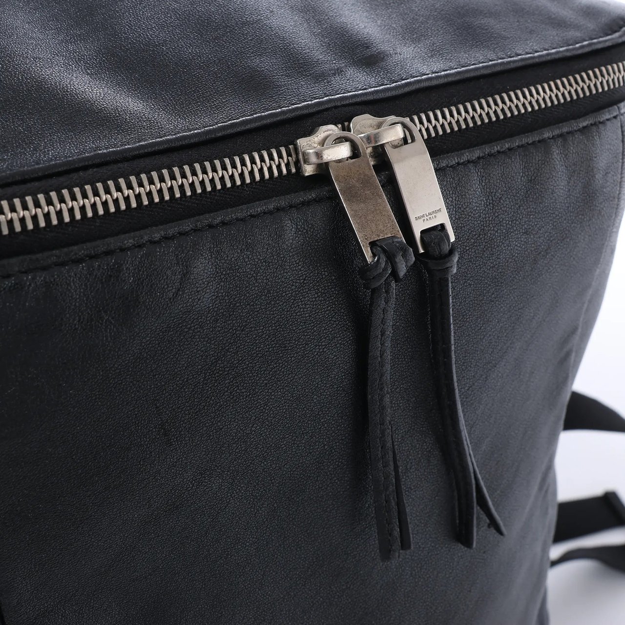 Saint Laurent Paris Sid Leather & Canvas Backpack in Black Zwart
