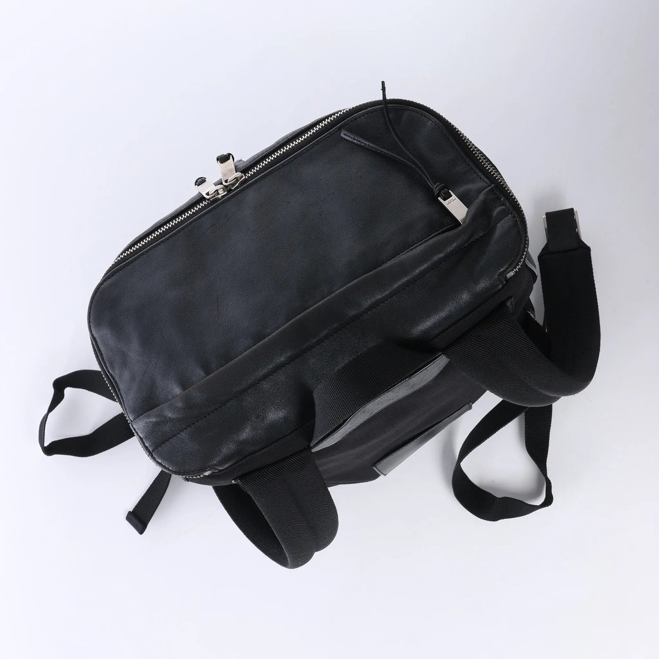 Saint Laurent Paris Sid Leather & Canvas Backpack in Black Zwart