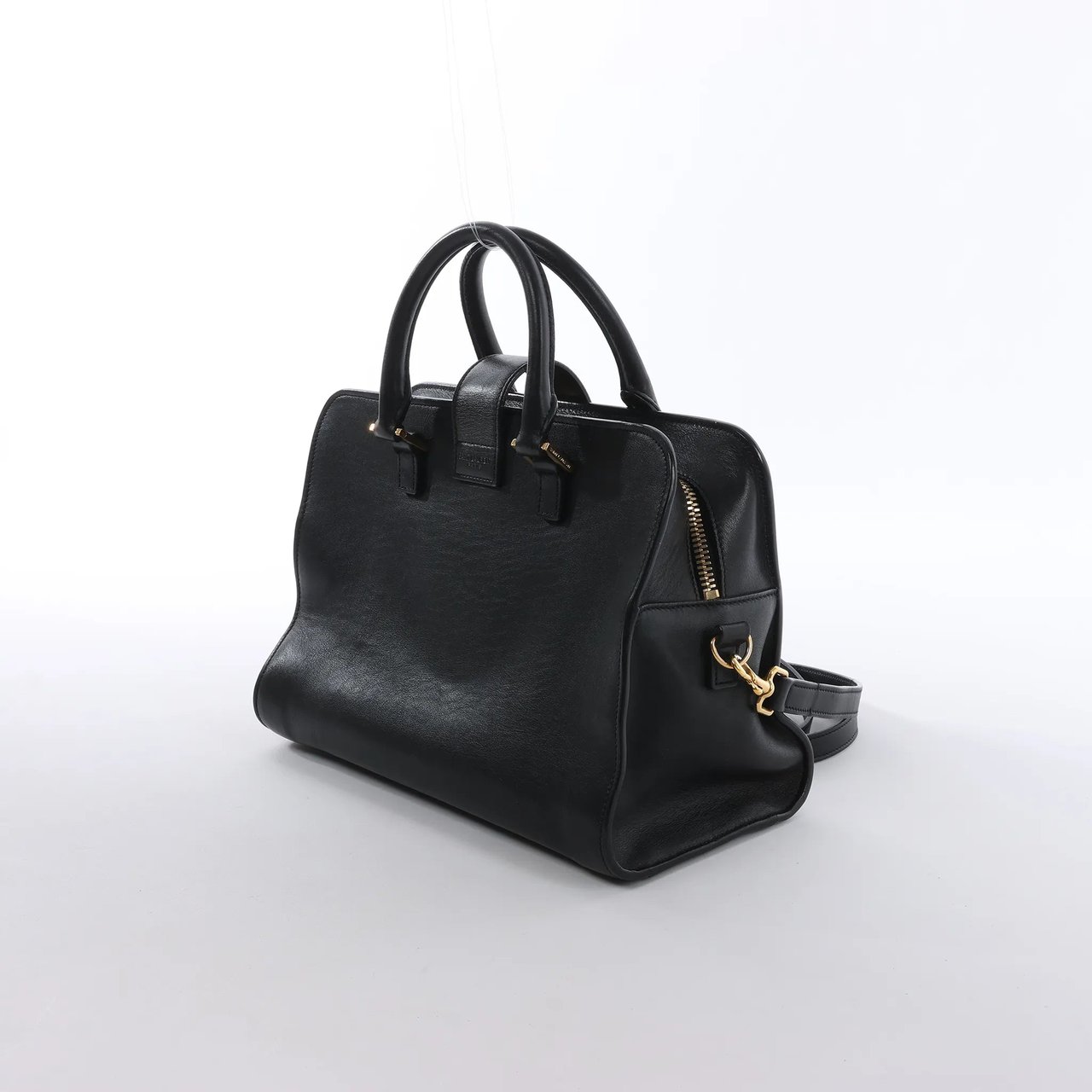 Saint Laurent Paris Baby Cabas Leather Handbag in Black 372087 Zwart
