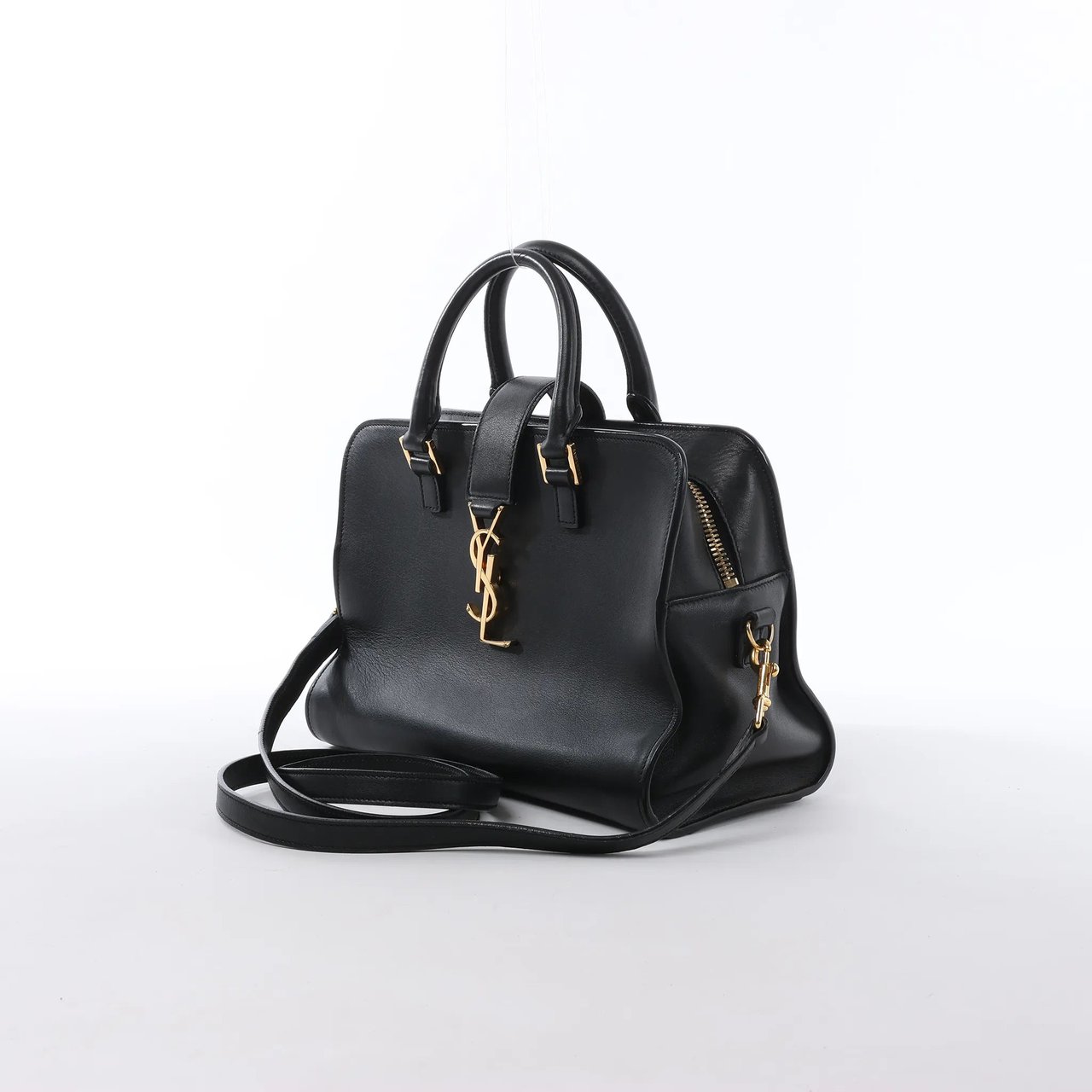Saint Laurent Paris Baby Cabas Leather Handbag in Black 372087 Zwart