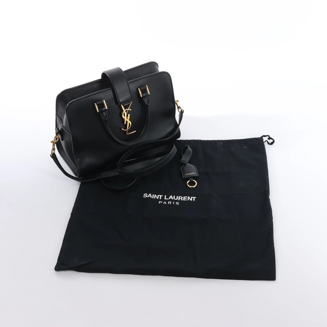 Saint Laurent Paris Baby Cabas Leather Handbag in Black 372087 Zwart