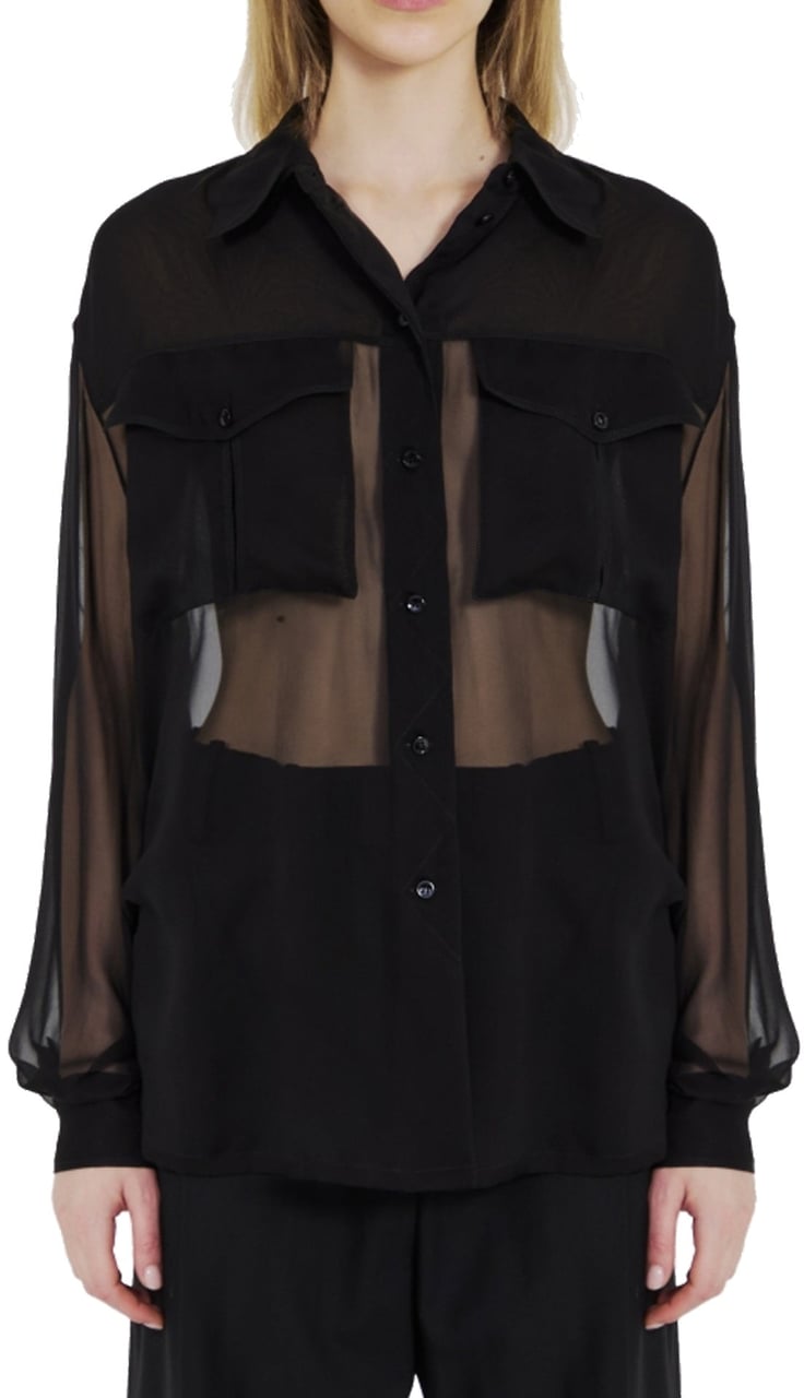 Saint Laurent Saint Laurent Silk Crepe Muslin Shirt Zwart