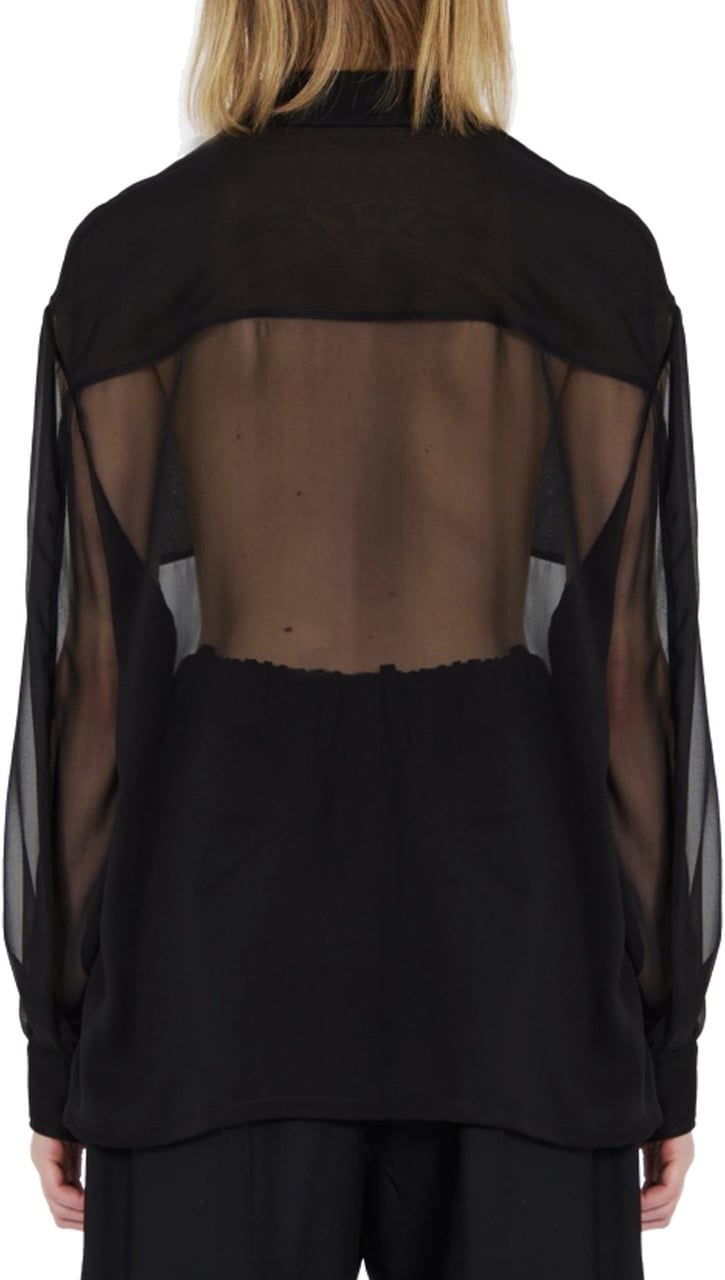Saint Laurent Saint Laurent Silk Crepe Muslin Shirt Zwart