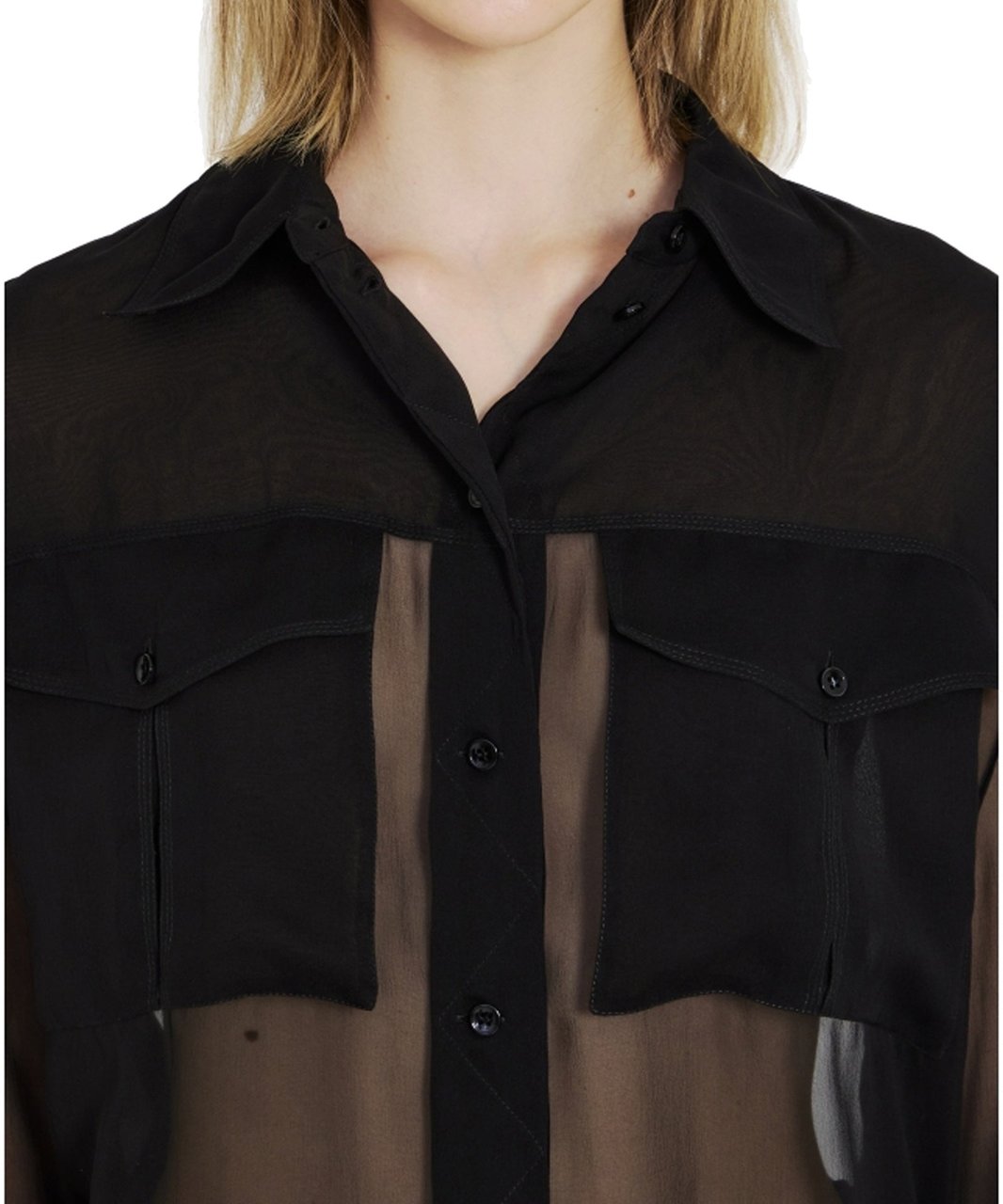 Saint Laurent Saint Laurent Silk Crepe Muslin Shirt Zwart