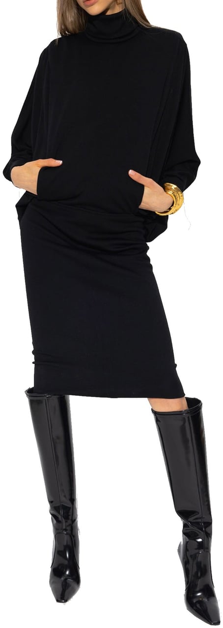 Saint Laurent Wool Dress Zwart