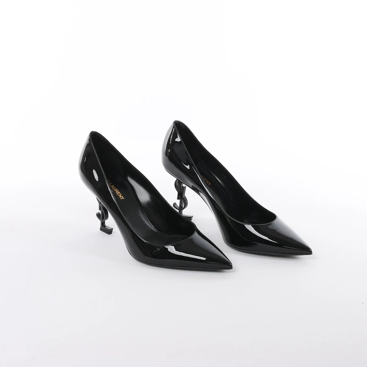 Saint Laurent Opium Patent Leather Heels in Black 484160, Size 40 EU Zwart