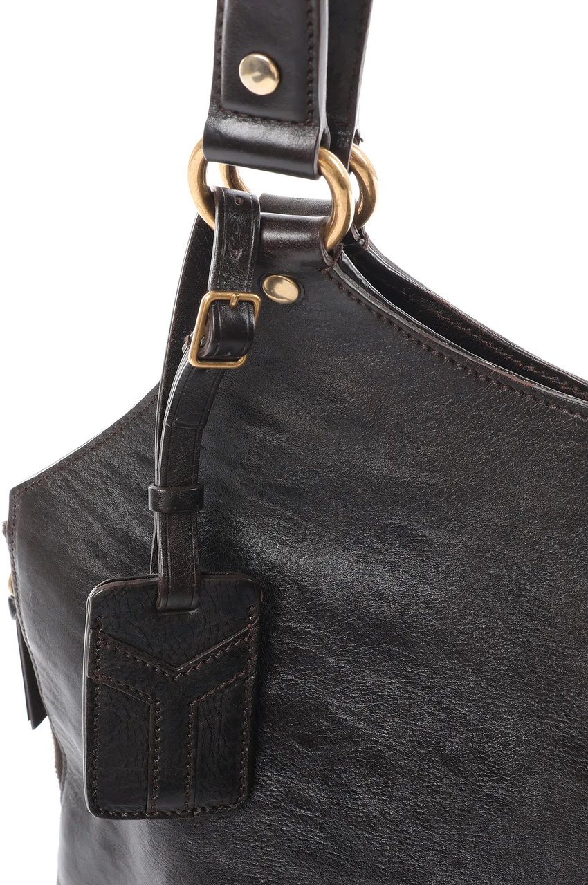 Saint Laurent Paris Tribute Large Leather Shoulder Bag in Brown Bruin