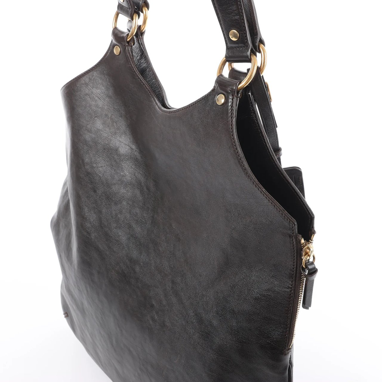 Saint Laurent Paris Tribute Large Leather Shoulder Bag in Brown Bruin