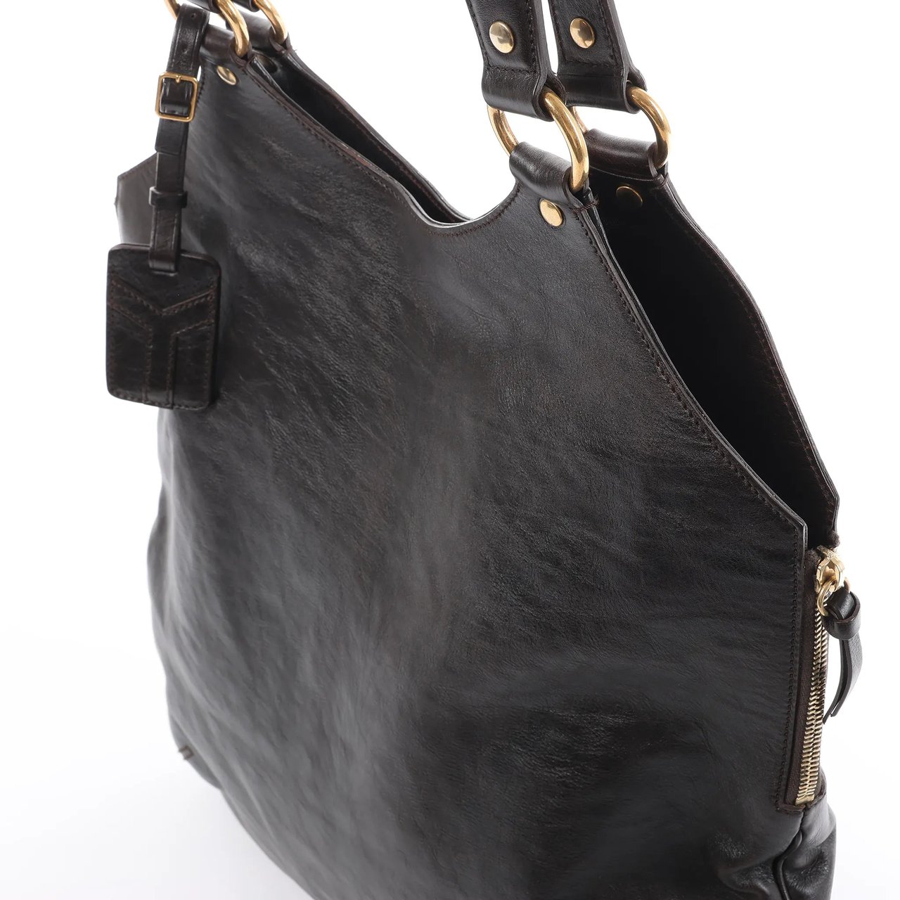 Saint Laurent Paris Tribute Large Leather Shoulder Bag in Brown Bruin