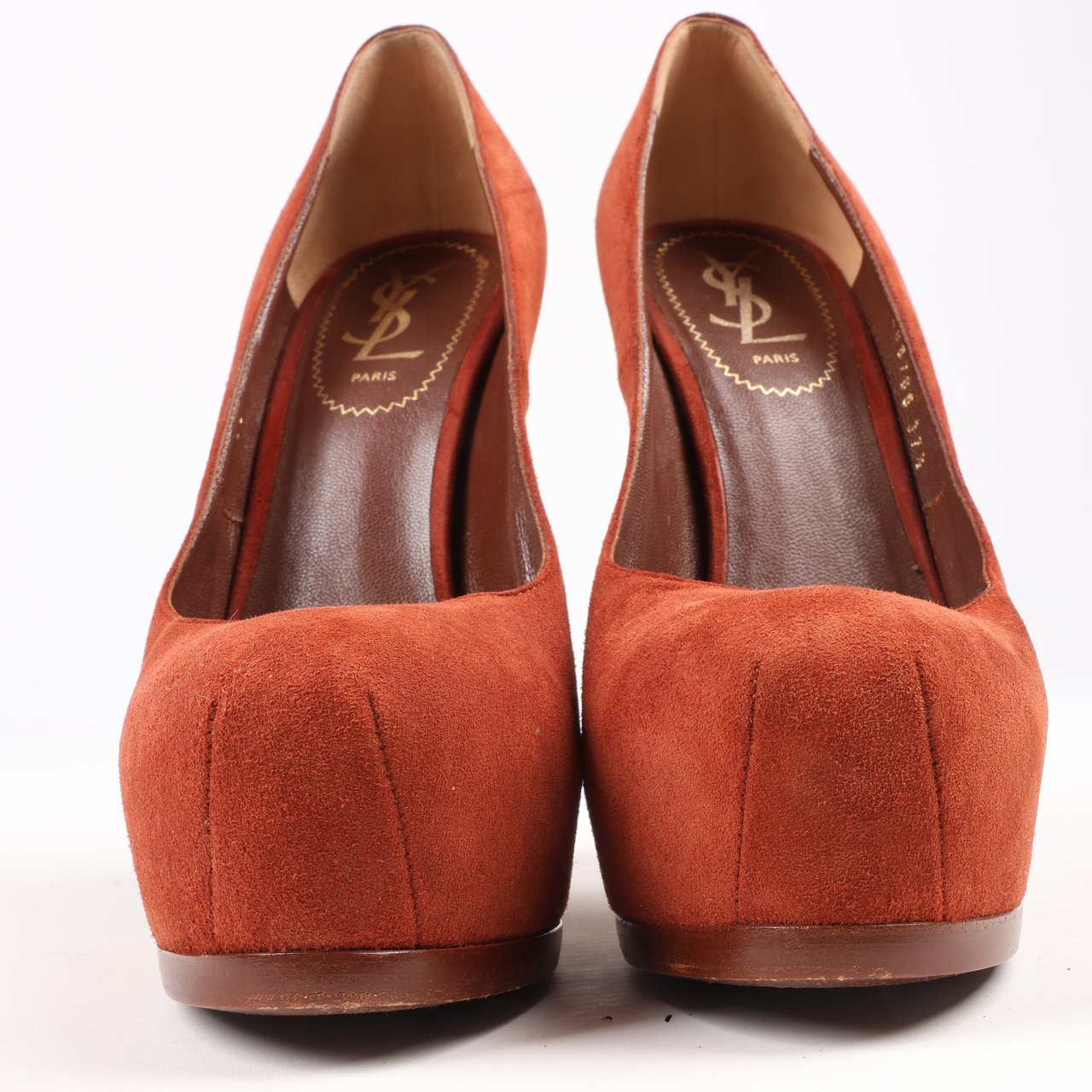 Saint Laurent Tribute Two Brown Suede Pumps, Size 37.5 EU Bruin