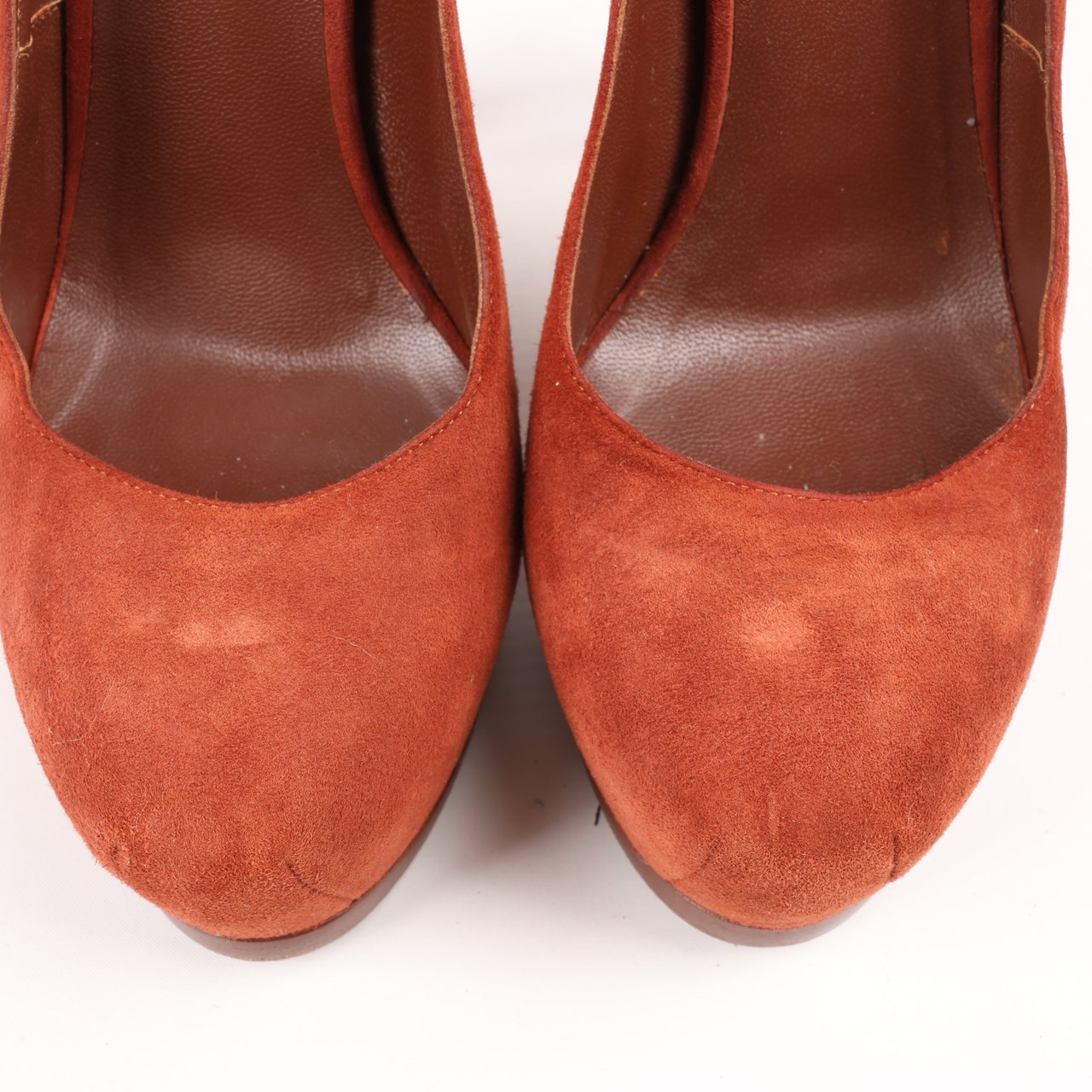 Saint Laurent Tribute Two Brown Suede Pumps, Size 37.5 EU Bruin