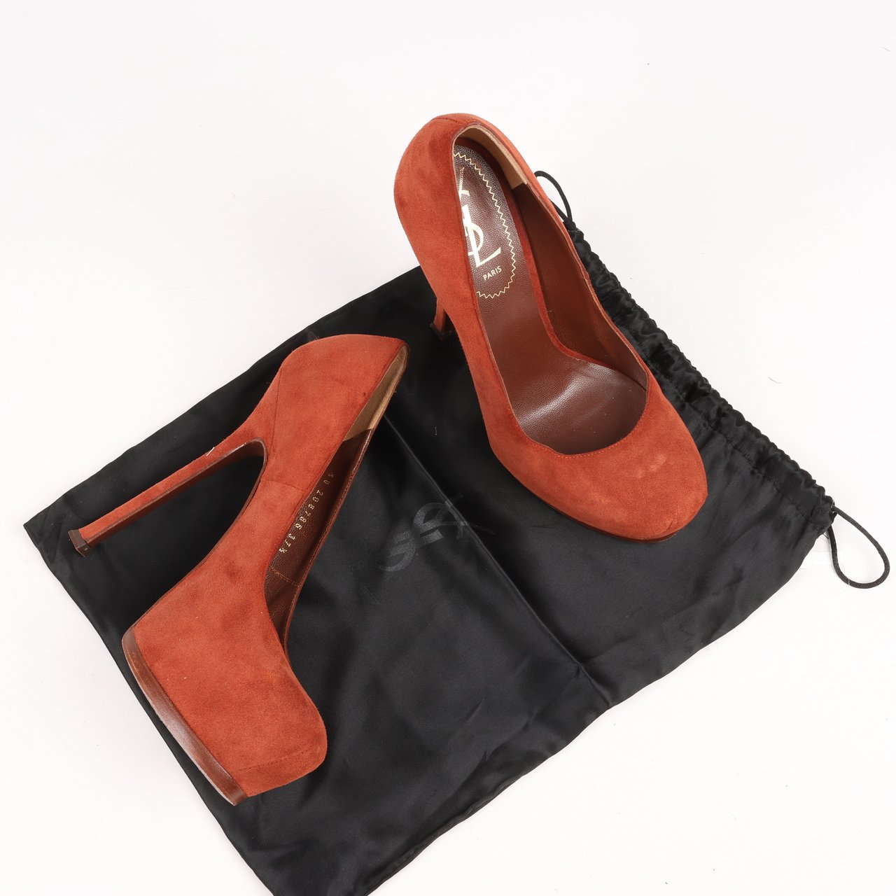 Saint Laurent Tribute Two Brown Suede Pumps, Size 37.5 EU Bruin