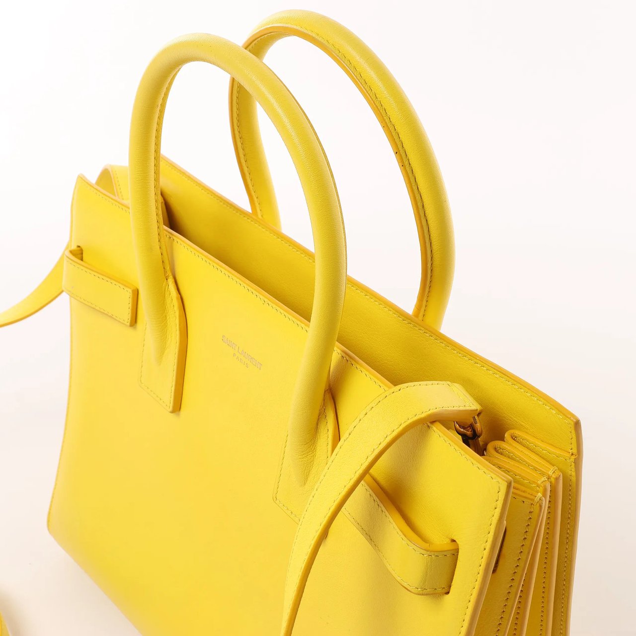 Saint Laurent Paris Sac de Jour Nano Leather 2Way Handbag Yellow 398710 Geel