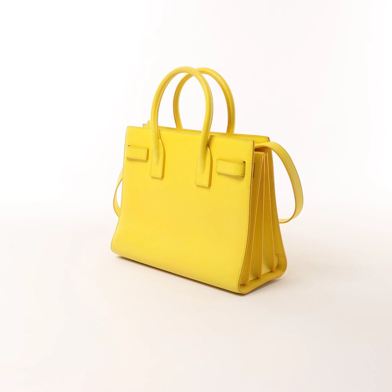 Saint Laurent Paris Sac de Jour Nano Leather 2Way Handbag Yellow 398710 Geel