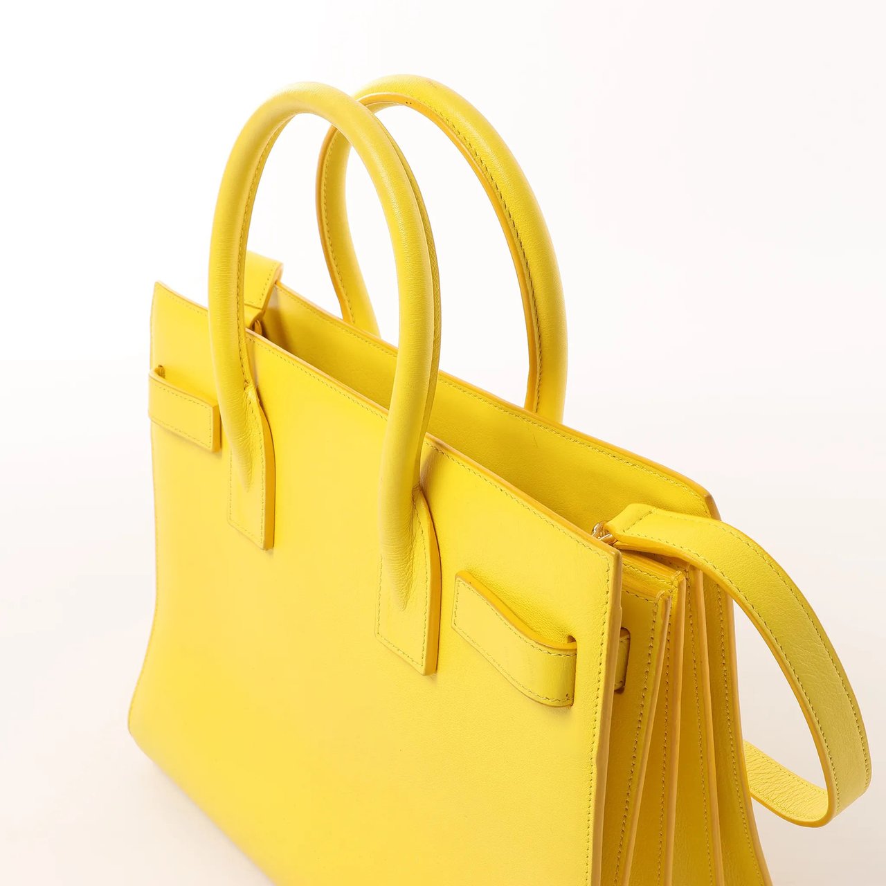 Saint Laurent Paris Sac de Jour Nano Leather 2Way Handbag Yellow 398710 Geel