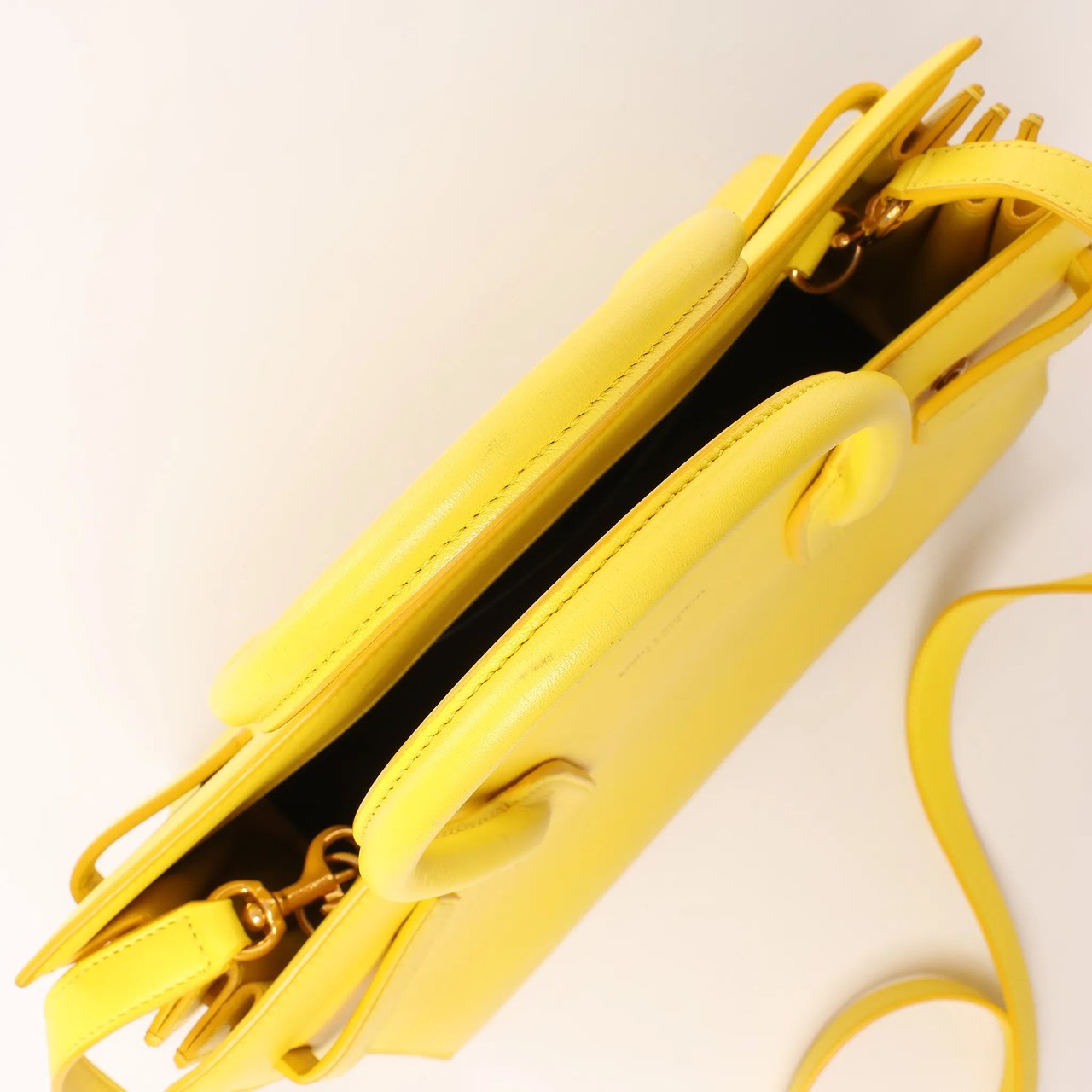 Saint Laurent Paris Sac de Jour Nano Leather 2Way Handbag Yellow 398710 Geel