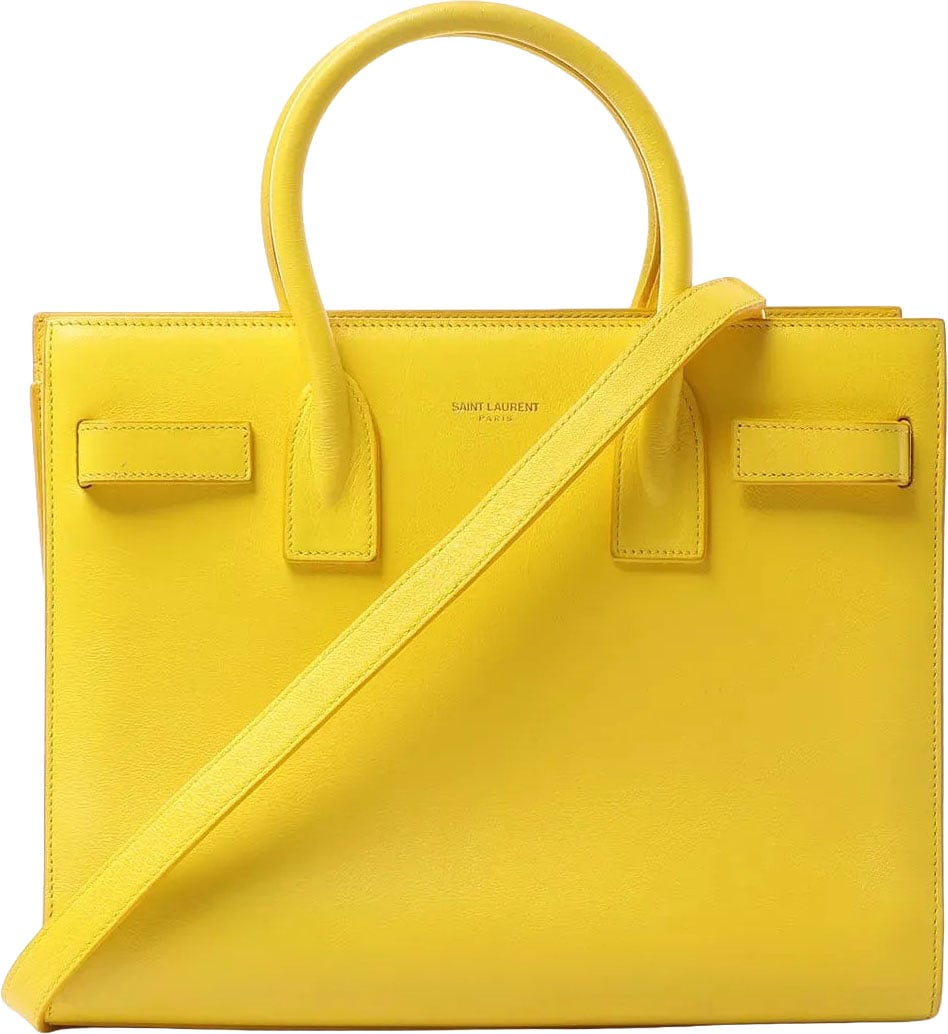 Saint Laurent Paris Sac de Jour Nano Leather 2Way Handbag Yellow 398710 Geel