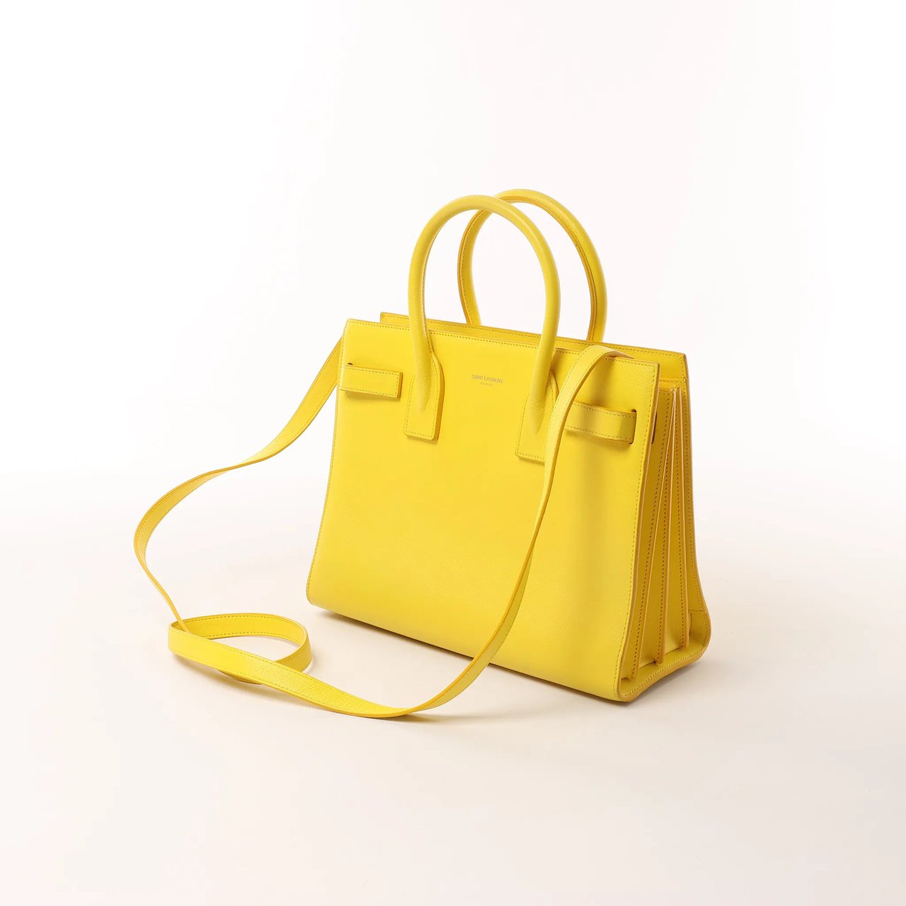 Saint Laurent Paris Sac de Jour Nano Leather 2Way Handbag Yellow 398710 Geel