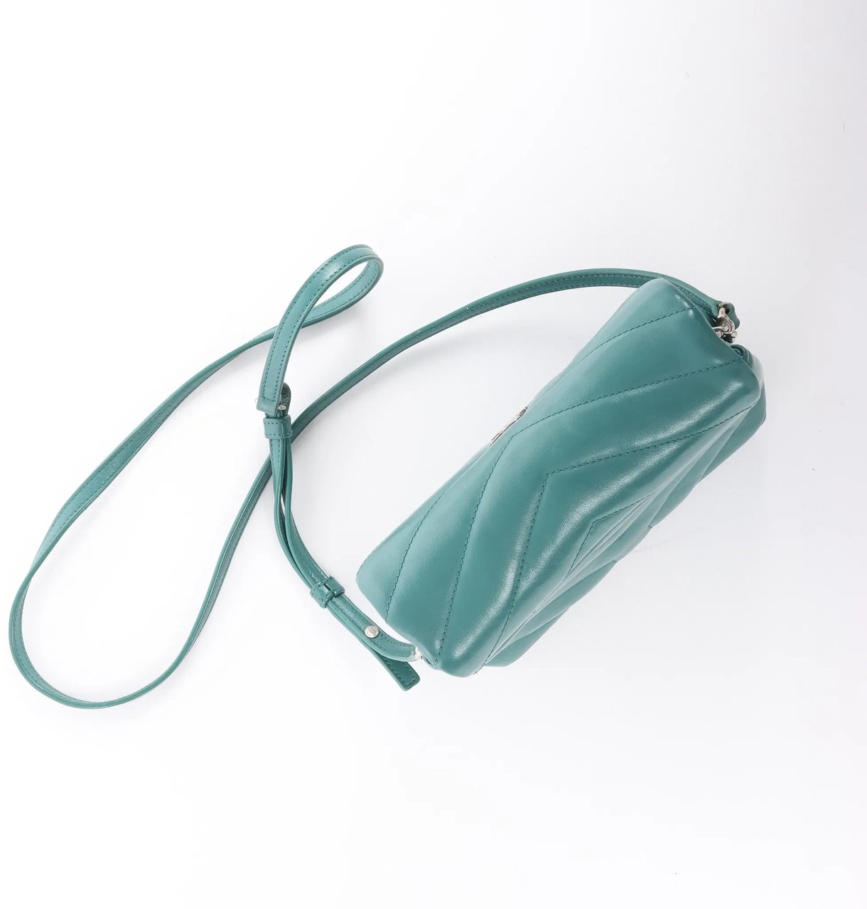 Saint Laurent Paris Loulou Puffer Leather Chain Crossbody Bag in Green 467072 Groen