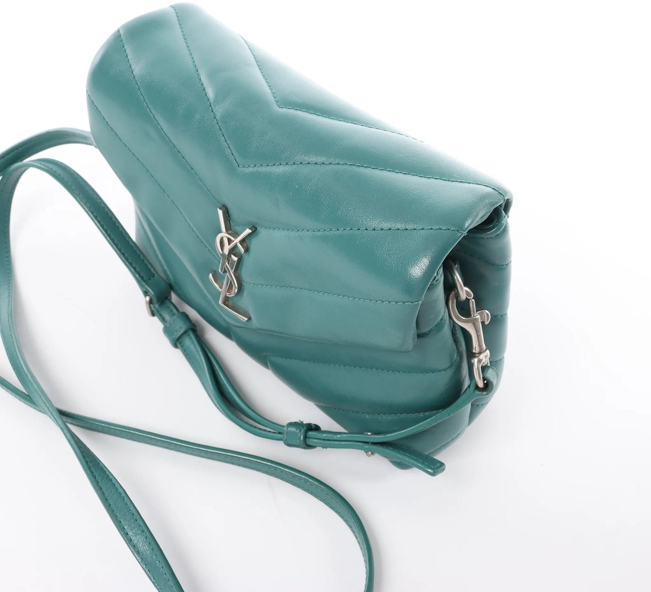 Saint Laurent Paris Loulou Puffer Leather Chain Crossbody Bag in Green 467072 Groen
