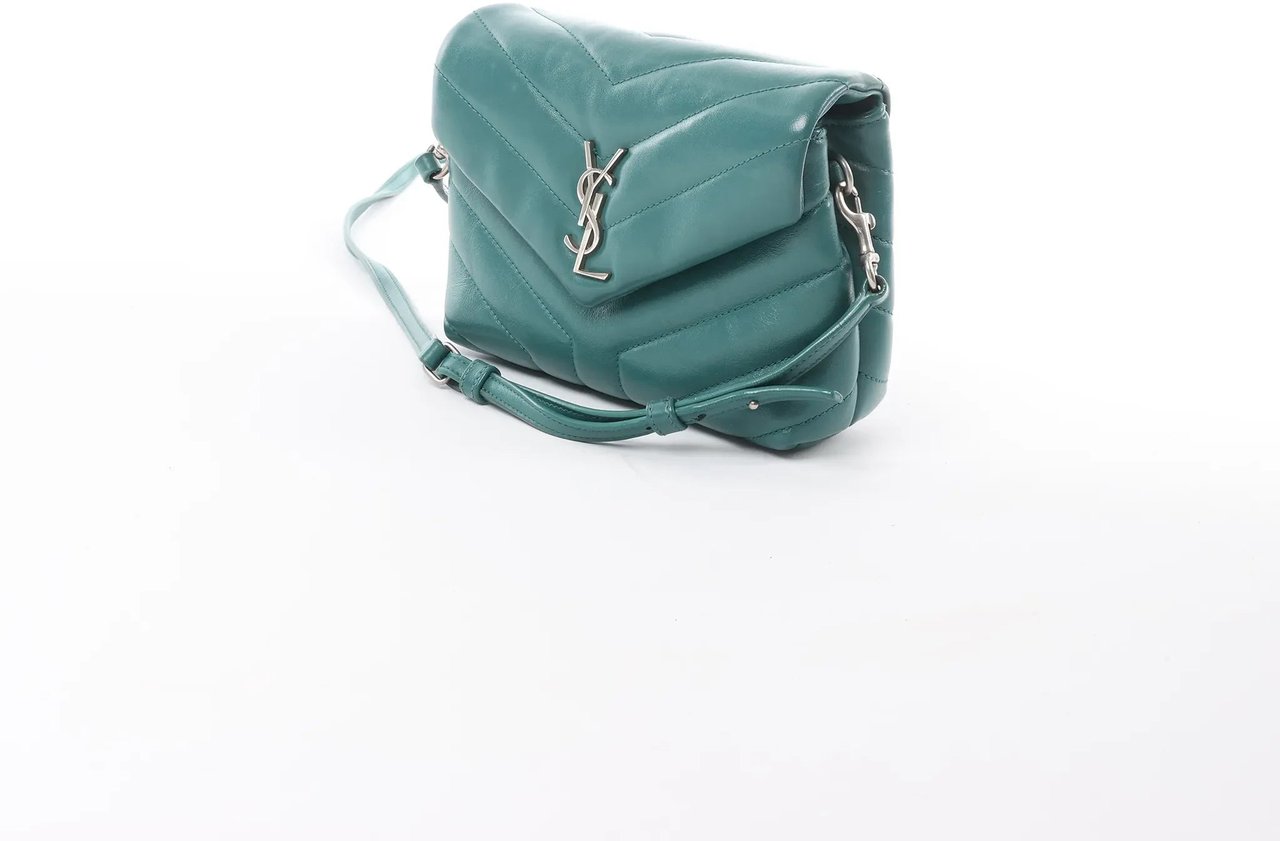 Saint Laurent Paris Loulou Puffer Leather Chain Crossbody Bag in Green 467072 Groen
