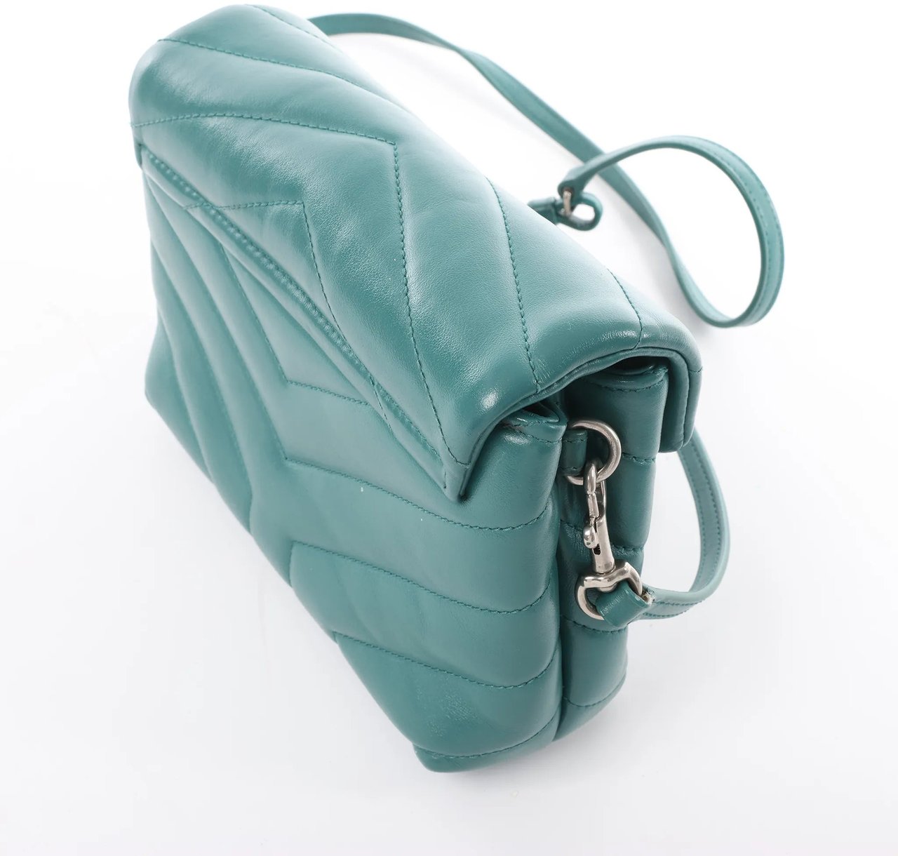 Saint Laurent Paris Loulou Puffer Leather Chain Crossbody Bag in Green 467072 Groen